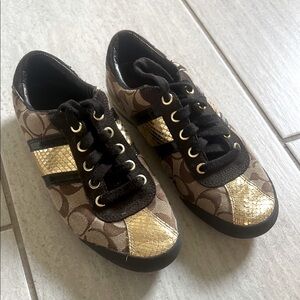 Coach- Brown and Gold Patterned Sneakers